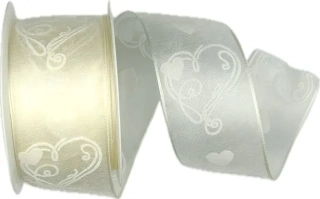 Organzová stuha DESIRE CREAM – krémová 40mm x 2m