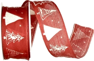 Stuha vánoční STROMEK červená 25mm x 2m (12,-Kč/m)