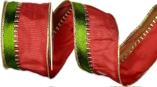 Stuha vánoční saténová TRADITIONAL CHRISTMAS červená 40mm x 2m (14,-Kč/m)