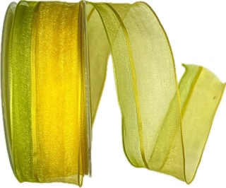 Stuha organzová PROMENADE žluto zelená 40mm x 20m (5,-Kč/m) POSLEDNÍ KUSY!