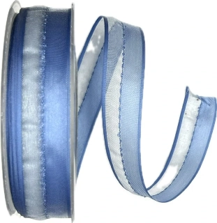 Stuha organzová PROMENADE světle modrá 25mm x 25m (4,-Kč/m) POSLEDNÍ KUSY!