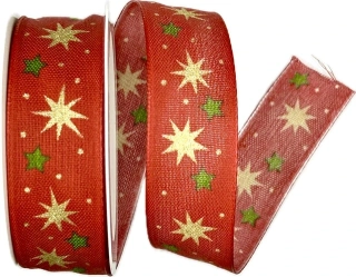 Vánoční stuha CHRISTMAS SWING RED červená 25mm x 2m (11,-Kč/m)