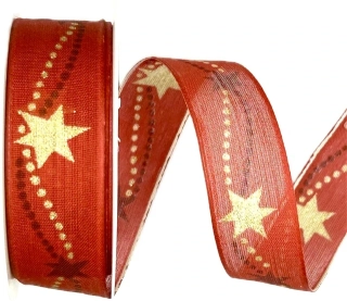Stuha vánoční GALAXIE RED červená 25mm x 3m (9,-Kč/m)