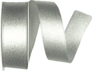 Stuha saténová STARDUST SILVER stříbrná 25mm x 2m (12,-Kč/m)