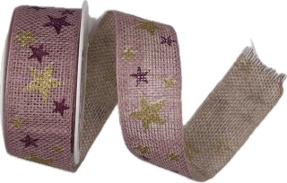 Stuha vánoční WINTER HEAVEN PINK růžová 25mm x 2m (11,-Kč/m)