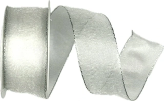 Stuha taftová BASIC WHITE SILVER bílo stříbrná 25mm x 3m (7,- Kč/m)