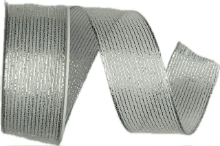 Organzová stuha ORGANDY LINES SILVER stříbrná 25mm x 2m (10,-Kč/m)