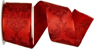 Vánoční stuha ROYAL NIGHT RED červená 40mm x 2m (14,-Kč/m)