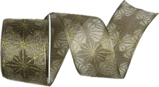 Vánoční stuha organzová Organdy Gala Premium – Taupe Gold 40mm x 2m (16,- Kč/m)