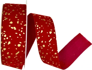 Stuha vánoční sametová VELUTTO STARDUST RED červená 25mm x 3m (12,-Kč/m)