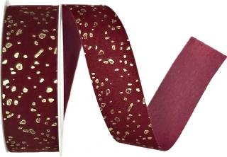 Stuha vánoční sametová VELUTTO STARDUST BURGUNDY bordó 25mm x 3m (12,-Kč/m)