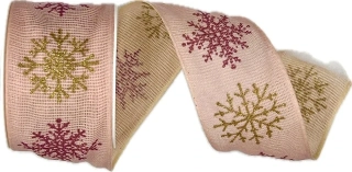 Vánoční bavlněná stuha SNOW ELEGANCE PINK 40mm x 2m (15,-Kč/m)