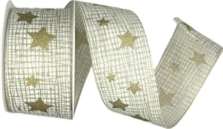 Vánoční bavlněná stuha HEAVEN HARMONY WHITE 40mm x 2m (14,-Kč/m)