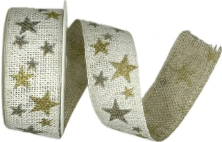 Stuha vánoční WINTER HEAVEN WHITE bílá 25mm x 2m (11,-Kč/m)