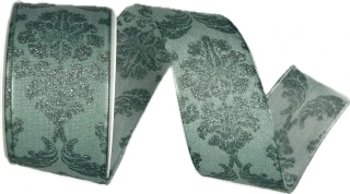 Vánoční stuha ROYAL NIGHT MINT  40mm x 3m (12,-Kč/m)