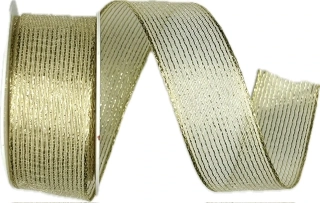 Organzová stuha ORGANDY LINES GOLD zlatá 25mm x 3m (10,-Kč/m)