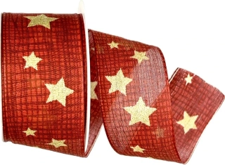 Vánoční bavlněná stuha HEAVEN HARMONY RED 40mm x 2m (14,-Kč/m)