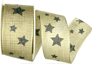 Vánoční bavlněná stuha HEAVEN HARMONY NATUR 40mm x 2m (14,-Kč/m)