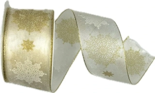 Vánoční stuha Winter Elegance – Cream Gold 40mm x m (16,-Kč/m)