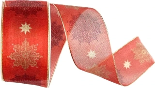 Vánoční stuha Winter Elegance – Ruby Gold 40mm x 2m (16,-Kč/m)