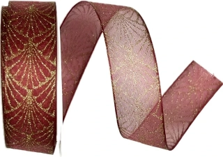 Stuha vánoční organzová GLAMOUR FESTIVAL CARDINAL 25mm x 2m (13,-Kč/m)