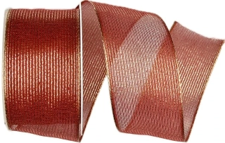 Stuha organzová ORGANDY LINES RED červená 40mm x 2m (15,-Kč/m)