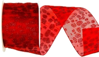 Stuha vánoční organzová GLAMOUREUX červená 40mm x 2m (16,-Kč/m)