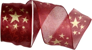 Stuha vánoční organzová SKY STAR CARDINAL bordó 40mm x 2m (15,-Kč/m)