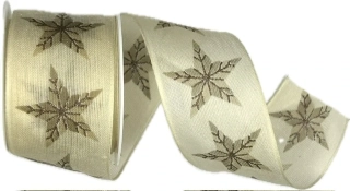 Vánoční stuha NATURAL STAR CREAM krémová 40mm x 2m (13,-Kč/m)
