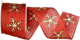 Vánoční stuha NATURAL STAR RED červená 40mm x 2m (13,-Kč/m)