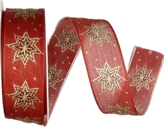 Stuha vánoční SKYSCRAPER RED červená 25mm x 2m (11,-Kč/m)