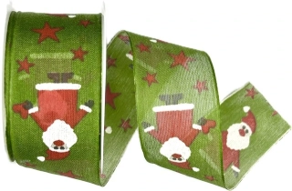 Stuhy vánoční WITTY SANTA GREEN zelená 40mm x 2m (12,50Kč/m)