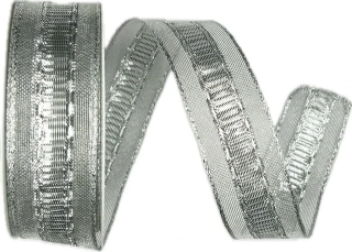 Stuha stříbrná GLITZERFEE SILVER lurexová 25mm x 2m (12,-Kč/m)