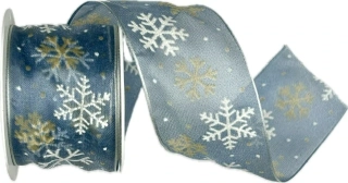 Stuha vánoční ICE STAR BLUE modrá 40mm x 3m (13,-Kč/m)