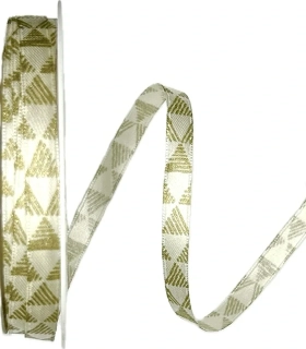 Vánoční saténová stuha TRIANGEL CREAM krémová 10mm x 20m (5,50Kč/m)