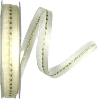 Vánoční stuha GALAXY CREAM krémová 15mm x 20m (8,-Kč/m)