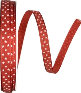 Vánoční stuha MINI STARS RED červená 15mm x 25m (5,-Kč/m)