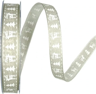 Stuha vánoční NORDKAPP SILVER pastelově šedá 15mm x 20m (6,-Kč/m)