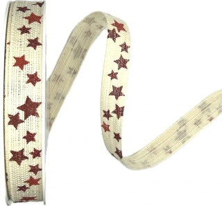 Stuha vánoční CELESTIAL SLIM CREME  15mm x 20m (6,-Kč/m)