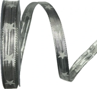 Stuha stříbrná WHITE STARS lurexová 15mm x 20m (7,-Kč/m)