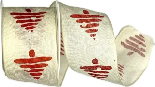 Stuha bavlněná VÁNOČNÍ STROMEK krémová 40mm x 2m(12,-Kč/m)