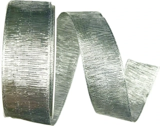 Stuha stříbrná LIVERPOOL SILVER stříbrná lesklá 40mm x 2m (15,-Kč/m)