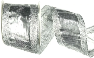 Stuha stříbrná lurexová BIRMINGHAM SILVER lesklá 60mm x 2m (18,-Kč/m)