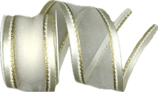 Stuha organzová MONDAN GOLDEN SHINE zlatá PREMIUM 40mm x 3m (12,-Kč/m)