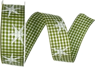 Stuha vánoční MAGIC STARS GREEN zelená 25mm x 3m (8,- Kč/m)