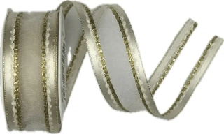 Stuha organzová MONDAN GOLDEN SHINE zlatá PREMIUM 25mm x 2m (13,-Kč/m)