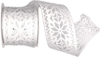 Vánoční stuha vysekávaná WHITE DECO filcová bílá 60mm x 3m (15,-Kč/m)