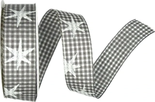 Stuha vánoční MAGIC STARS SILVER stříbrná 25mm x 3m (8,- Kč/m)