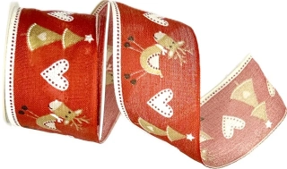 Stuha vánoční REINDEER RED červená 40mm x 2m (14,-Kč/m)