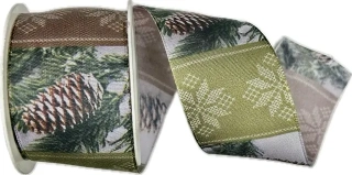 Vánoční stuha taftová PINECONE 40mm x 2m (13,-Kč/m)